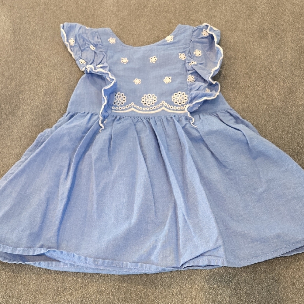Cat & Jack Light Blue Dress with White Embroidery